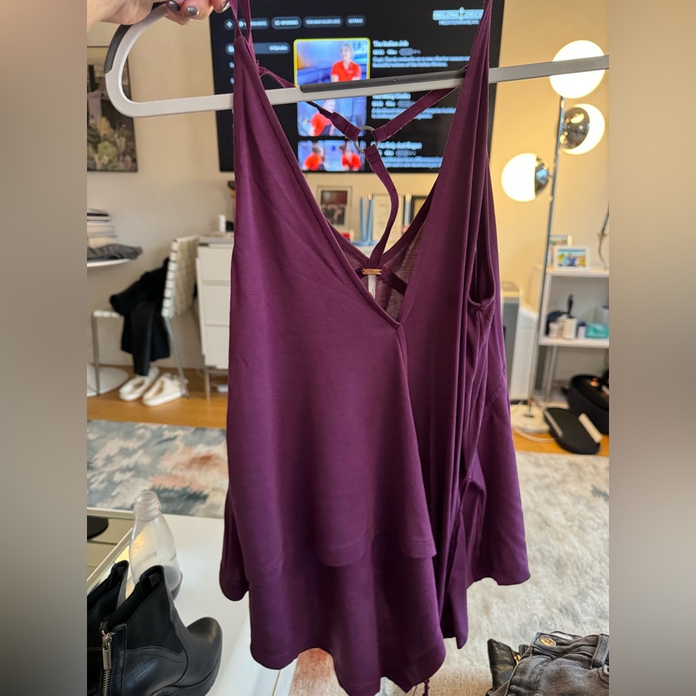 Free people tank top in pink with cross back ties